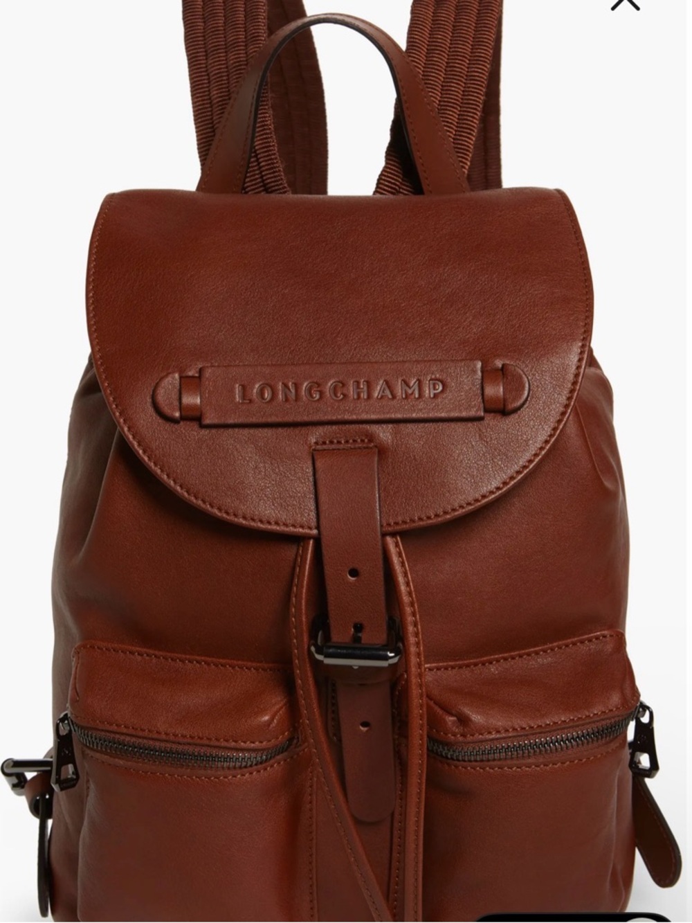 NWT Longchamp Leather 3D Backpack in Cognac Drawstring Closure